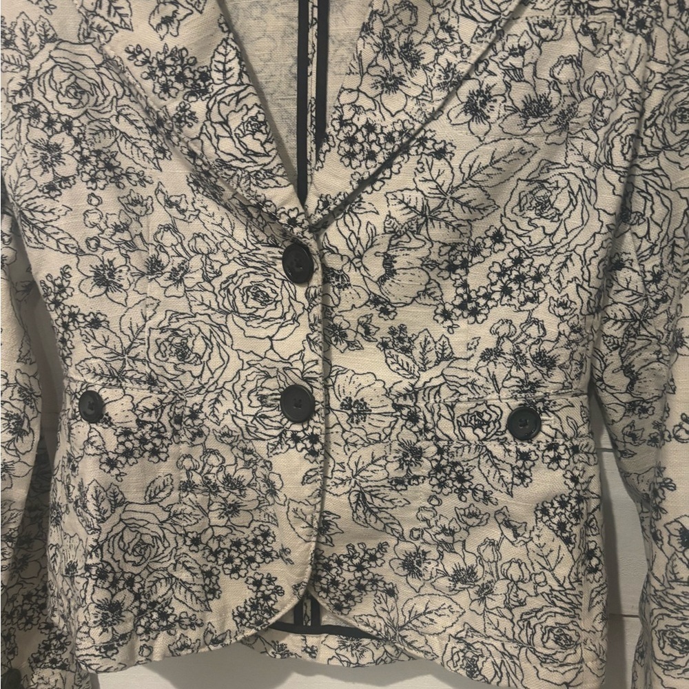 Banana Republic Sz Small Cottagecore Floral Blazer Linen/Cotton Jacket - Picture 13 of 13
